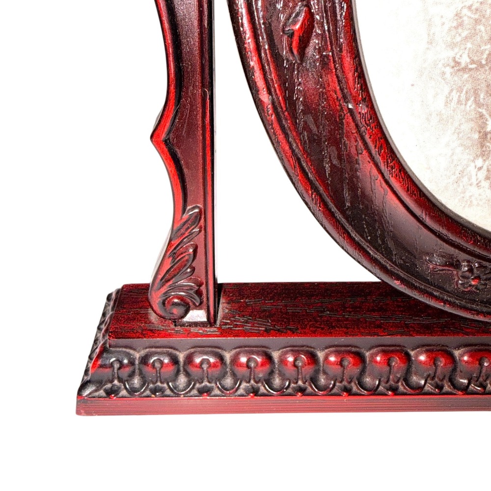 Vintage Ornate Oval Swivel Faux Wood Tilt Picture Frame 5" x 7" BRITISH~MCM - Picture 5 of 15